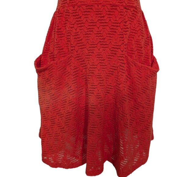 Free People Crochet Dress Womens Size Medium Orange Boho Keyhole Sleeveless - Picture 3 of 11
